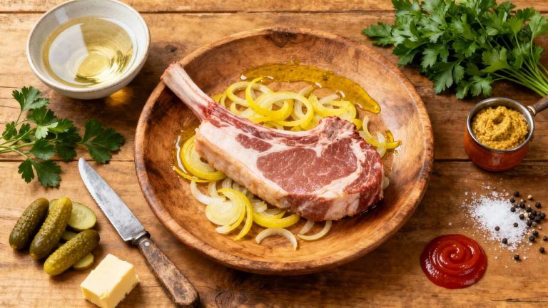 Côte de porc charcutière recette facile et savoureuse