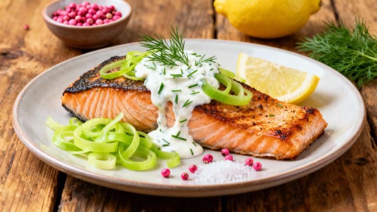 Pavé de saumon aux poireaux, recette savoureuse et facile