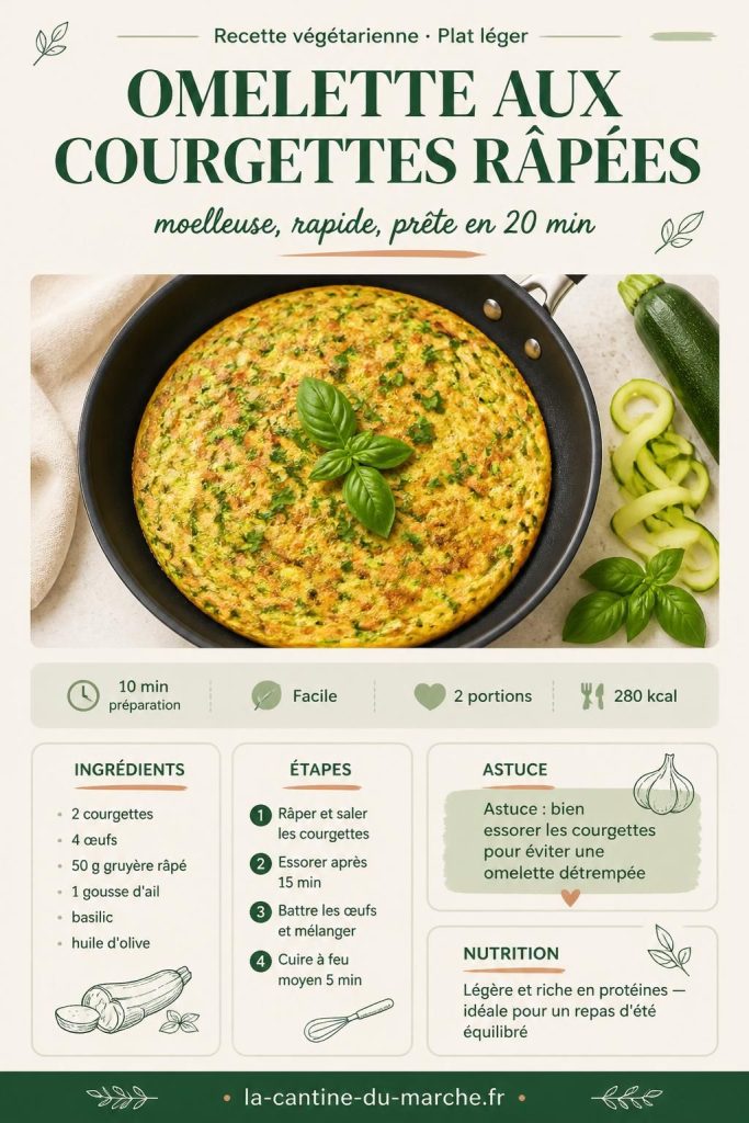 Épingle Pinterest — Omelette aux courgettes râpées moelleuse, recette facile en 20 minutes