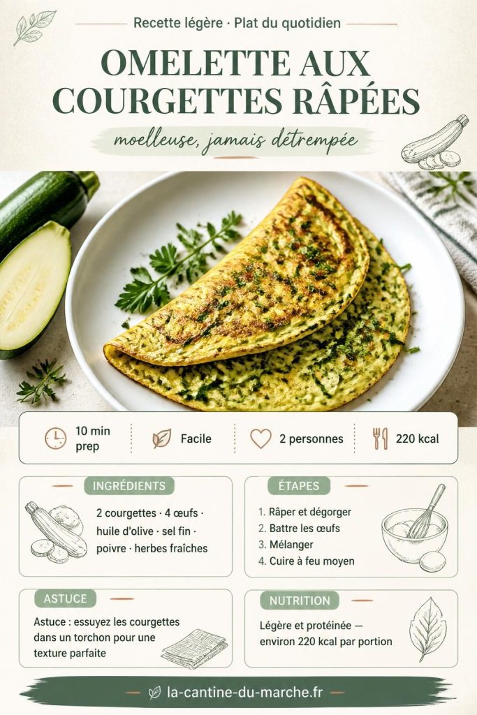 Épingle Pinterest — Omelette aux courgettes râpées moelleuse, recette facile en 20 minutes