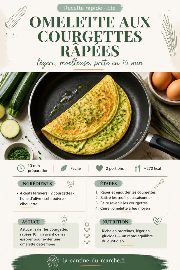 Épingle Pinterest — Omelette aux courgettes râpées légère et moelleuse, prête en 15 min