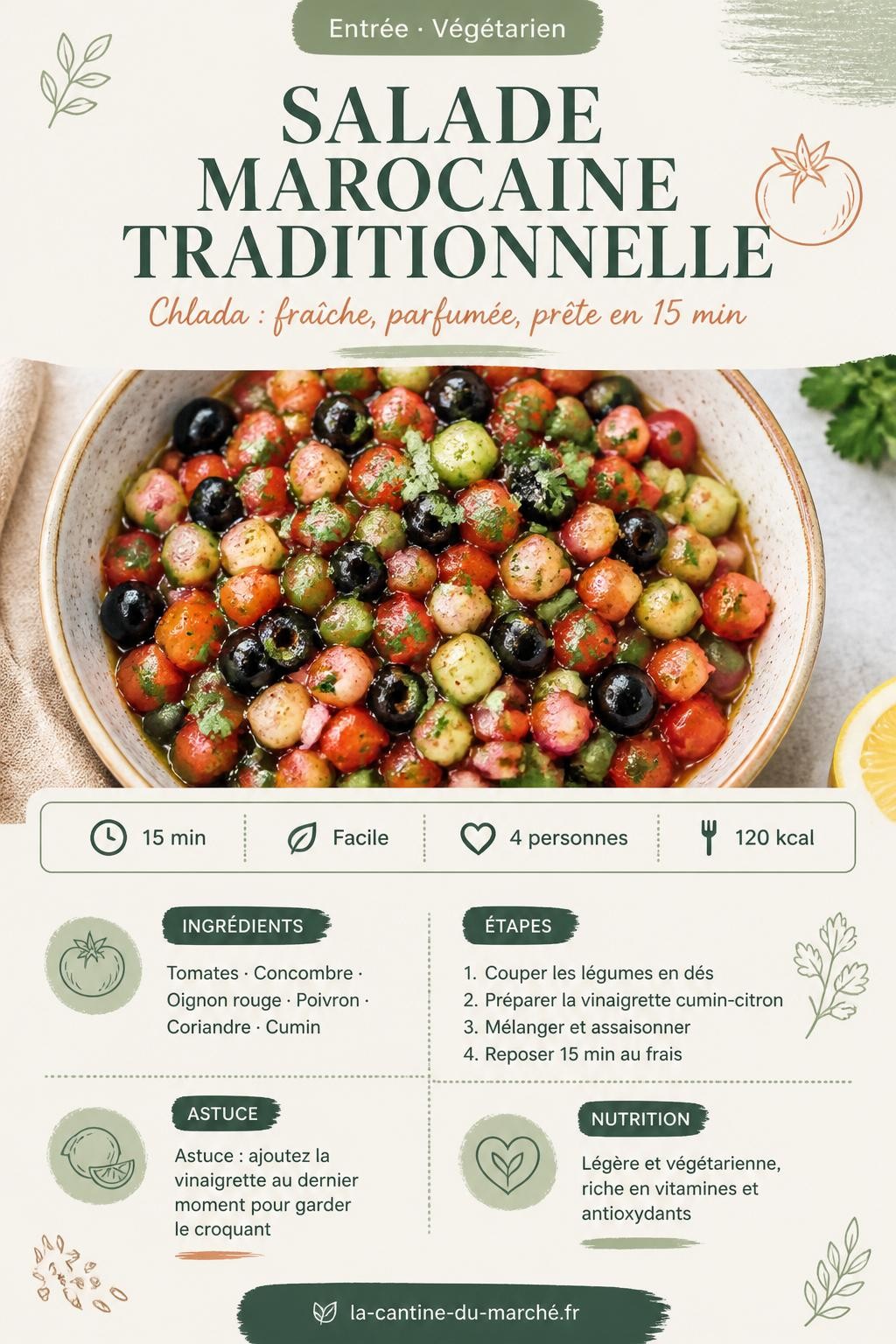 Salade marocaine traditionnelle Chlada — épinglez la recette sur Pinterest