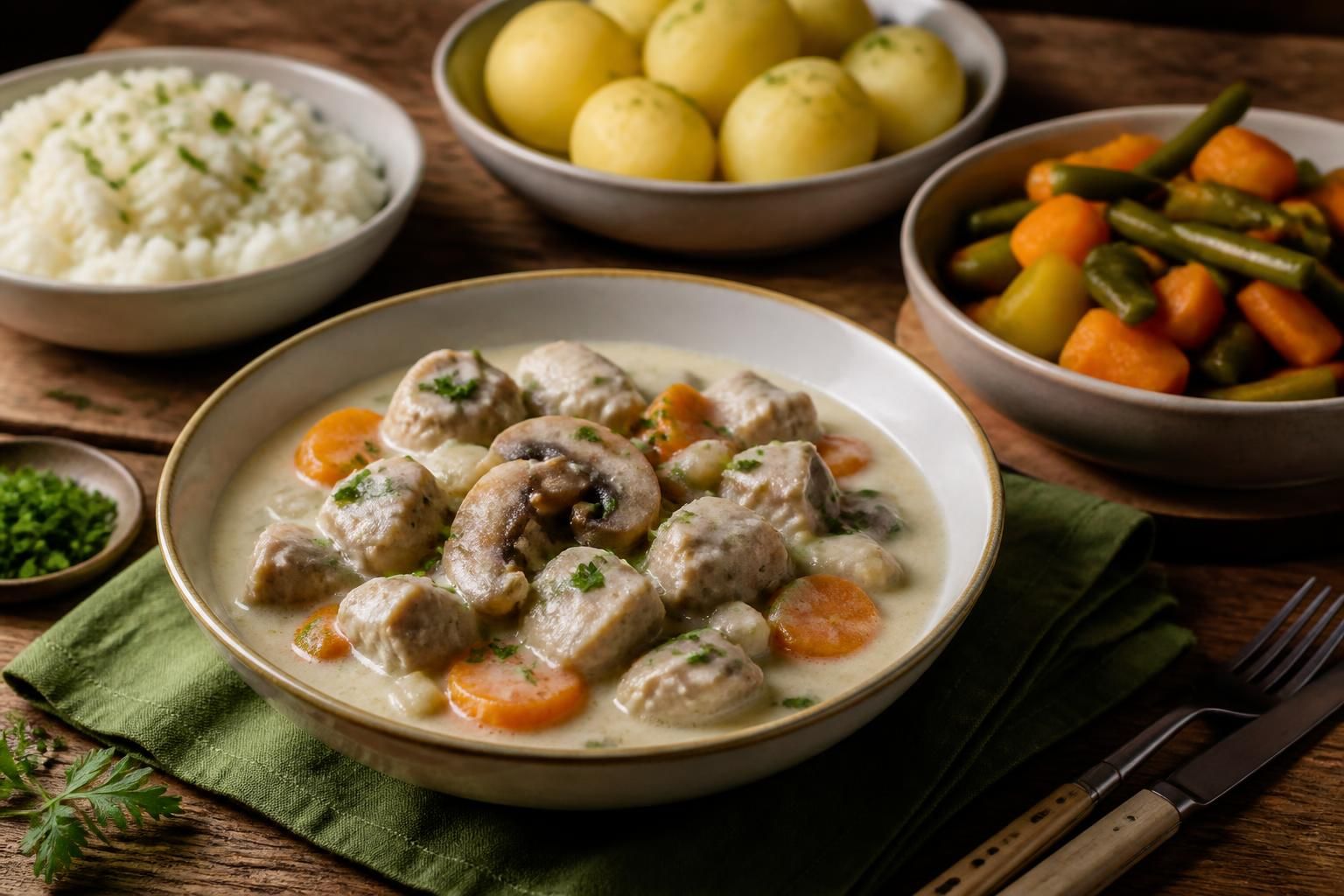 Quel accompagnement servir avec une blanquette de veau ?