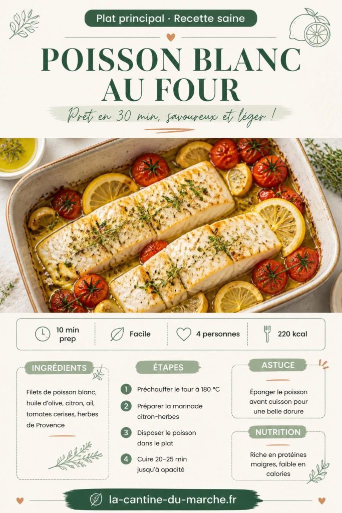 Poisson blanc au four avec tomates cerises, citron et herbes — recette facile en 30 min