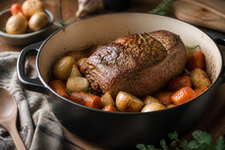 Rôti de porc échine en cocotte : temps de cuisson et recette facile