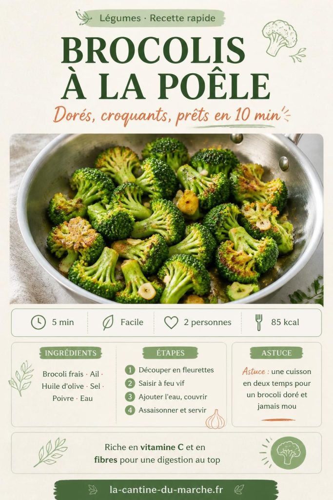 Brocolis à la poêle dorés et croquants à l'ail — recette facile en 10 minutes