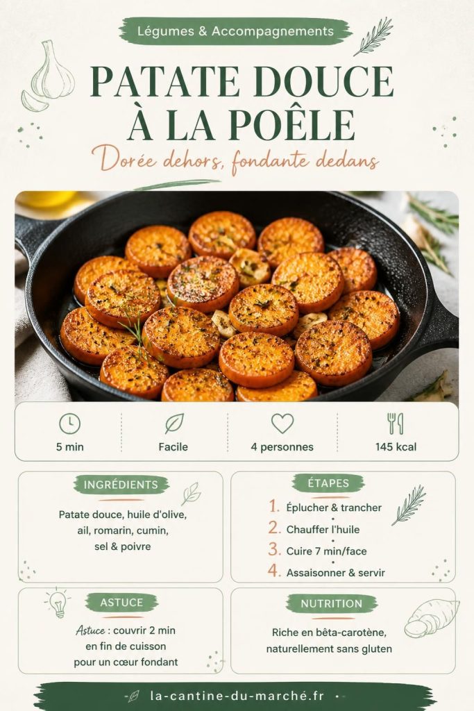 Épingle Pinterest : recette patate douce à la poêle, tranches dorées et fondantes